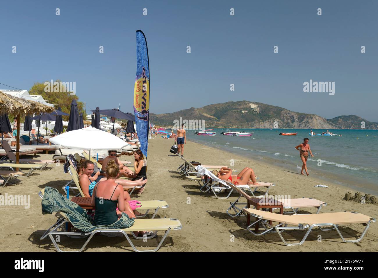 Laganas Beach, Laganas, Zakynthos Island, Ionische Inseln, Mittelmeer, Griechenland Stockfoto