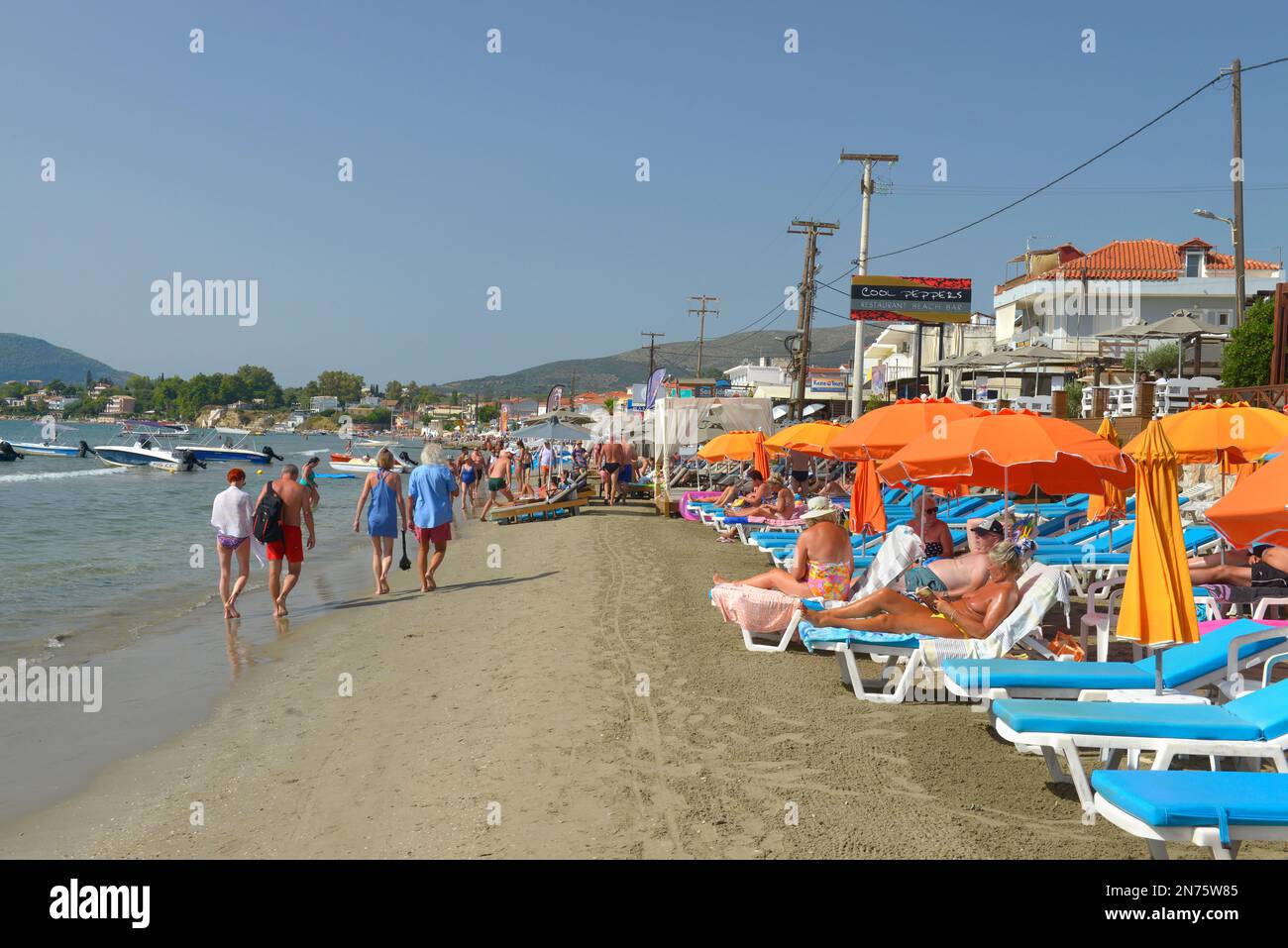 Laganas Beach, Laganas, Zakynthos Island, Ionische Inseln, Mittelmeer, Griechenland Stockfoto