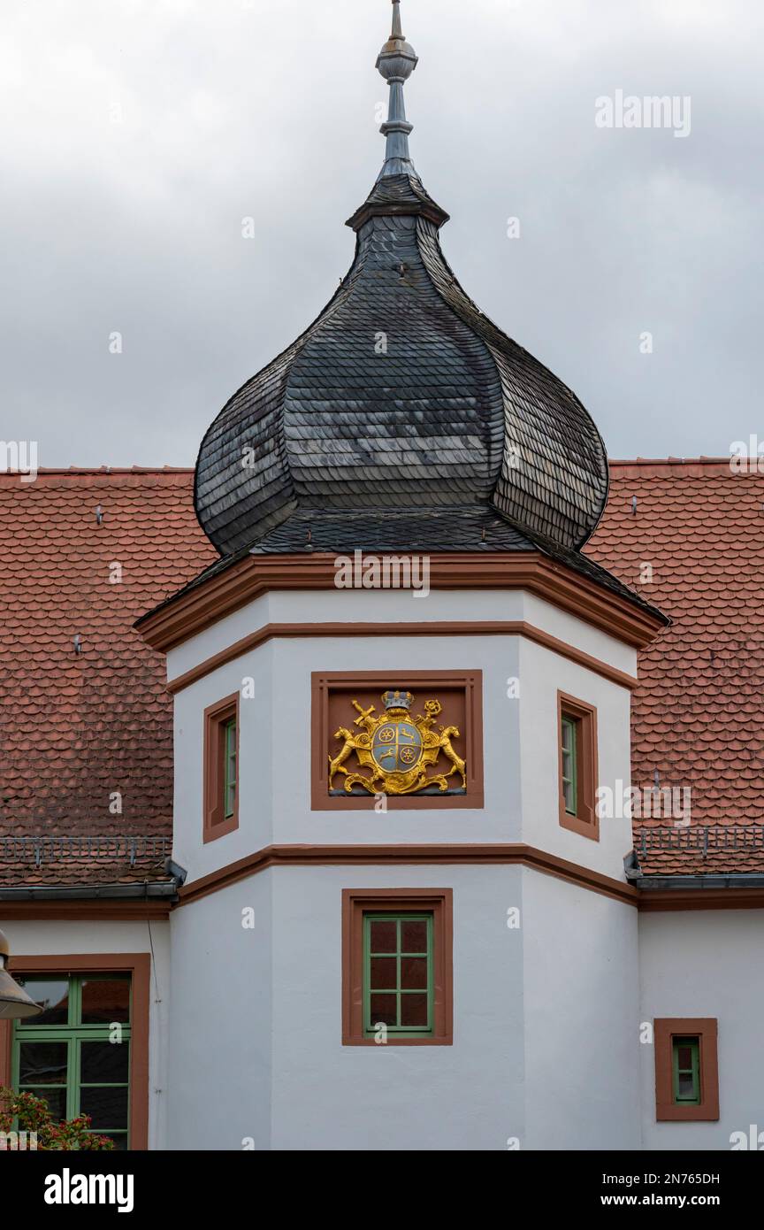 Deutschland, Hessen, Südhessen, Südhessen Bergstraße, Heppenheim, Heppenheim Altstadt, Gebäude, Turm, Detail Stockfoto