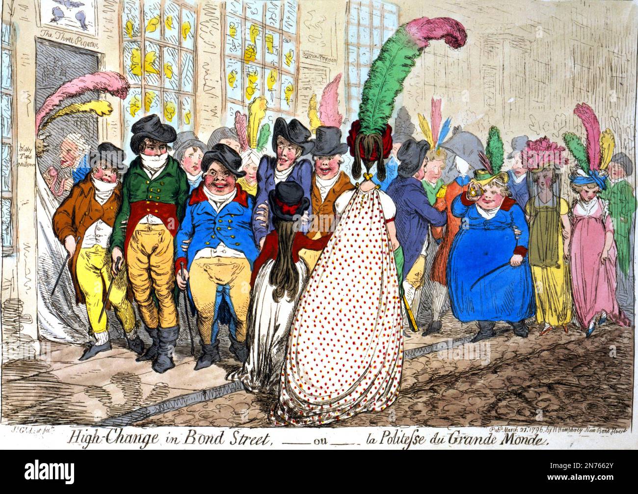 JAMES GILLRAY (1756-1815) englischer Karikaturist. Sein Aufdruck „Change in Bond Street“ erschien am 27. März 1796 Stockfoto