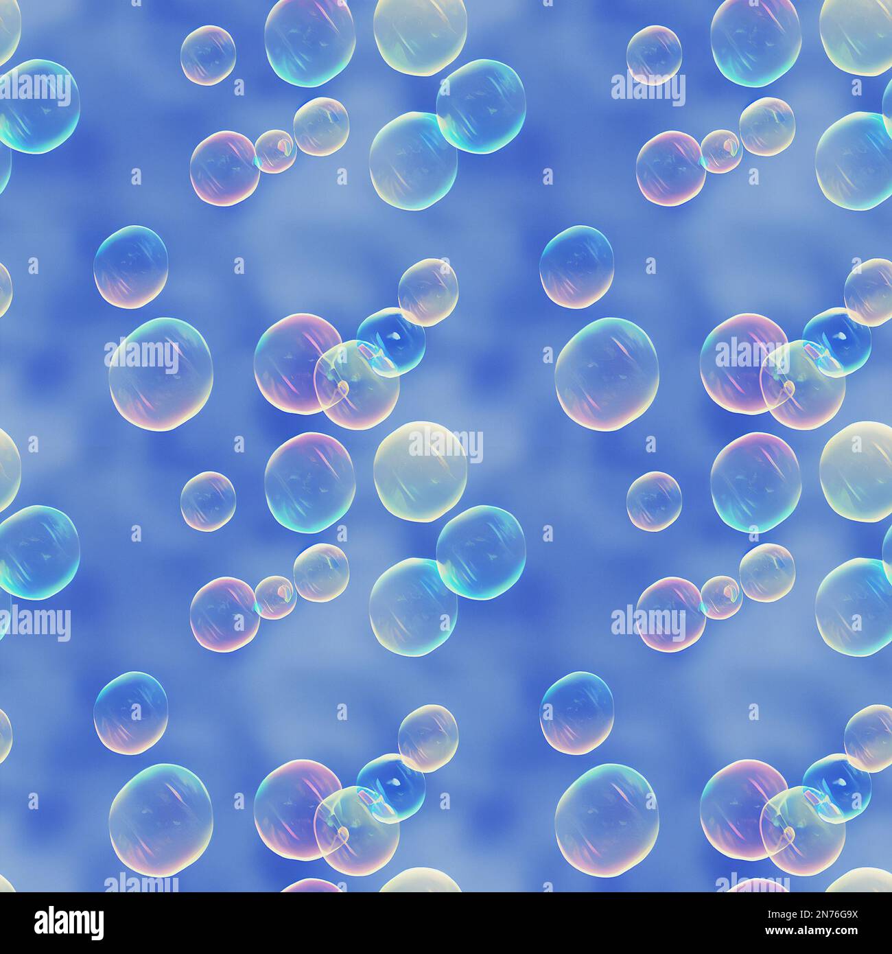 Süße bunten abstrakte Kugeln auf blauem Hintergrund. Glänzende Kugeln unterschiedlicher Größe. Nahtlose Textur Stockfoto