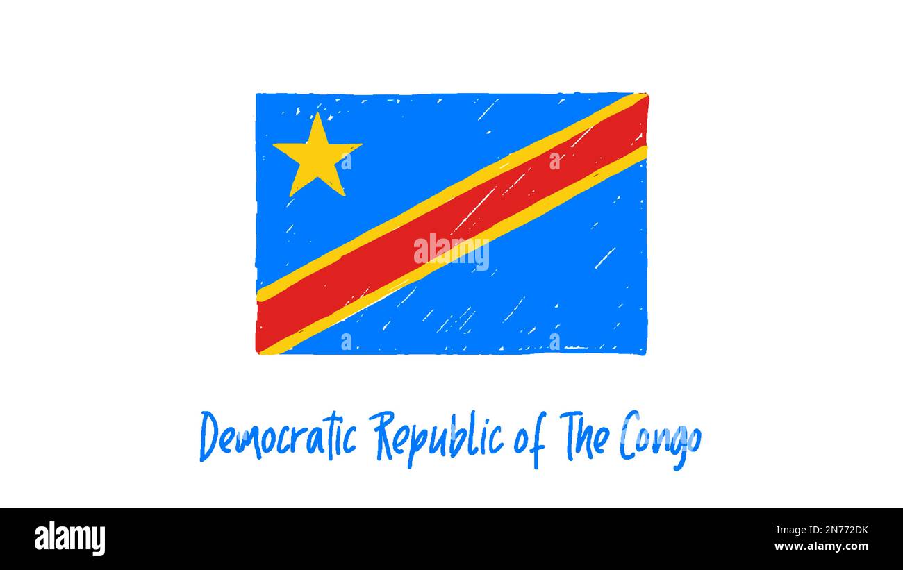 Fahne der Demokratischen Republik Kongo, Farbskizze, Darstellungsvektor Stock Vektor