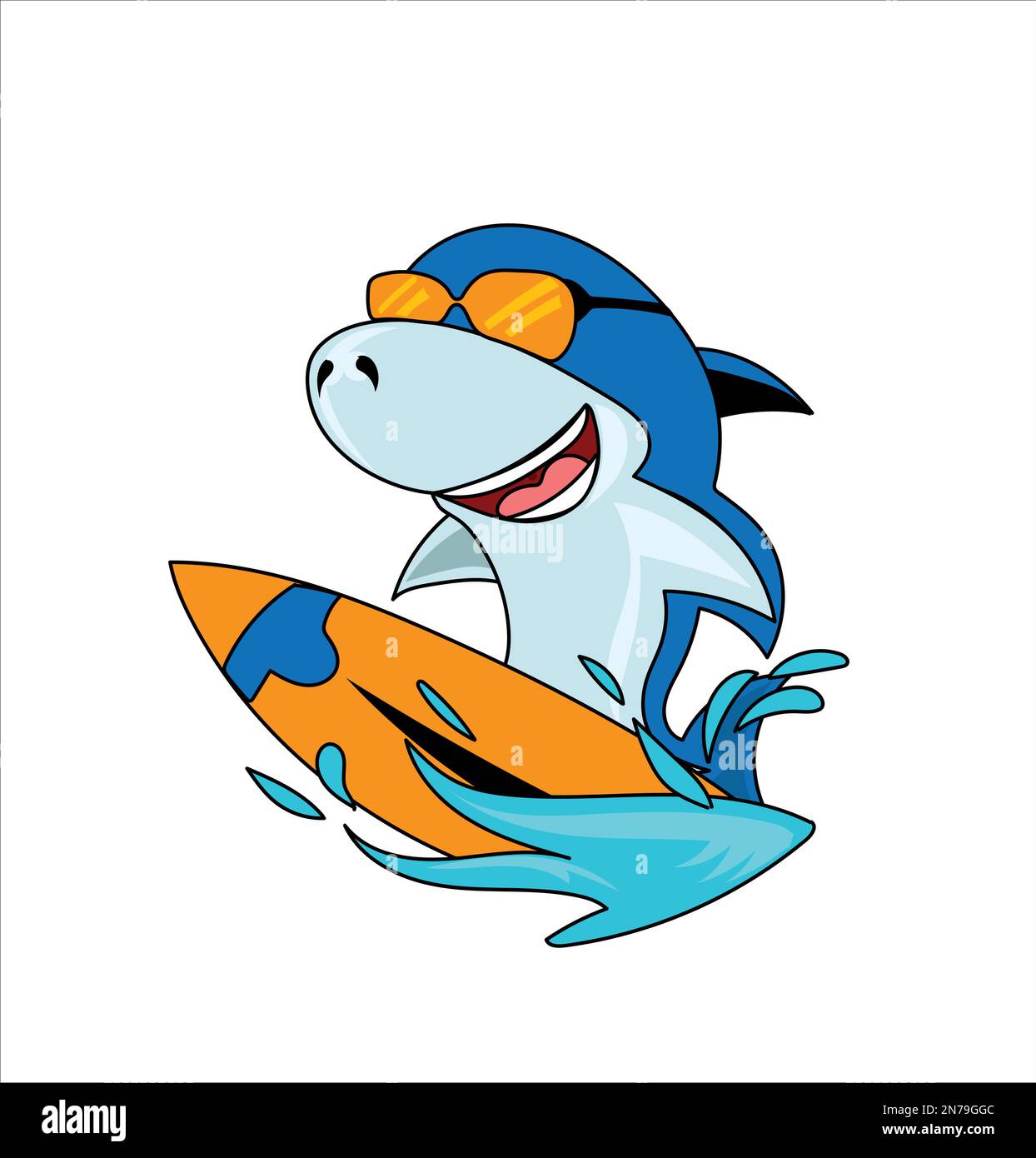 Fish on Skateboard Vector Illustration Cartoon Stock Vektor