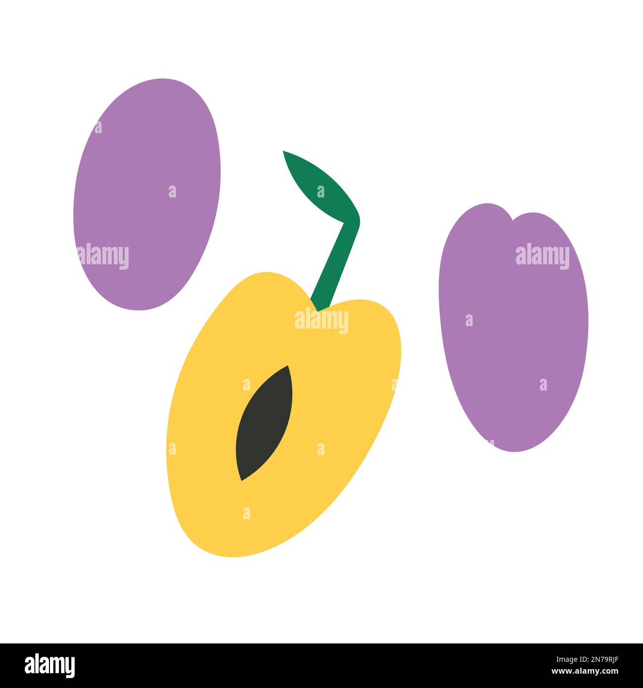 Pflaumenfrucht-Symbol, Zeichentrickfilm-Doodle-Illustration isoliert auf weißem Hintergrund Stock Vektor