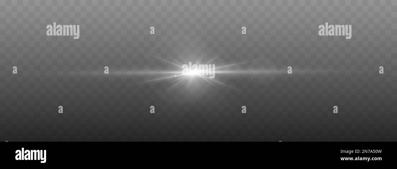 Vektorgrafik für Streulicht. Effekt von leuchtendem Funkenlicht isoliert auf transparentem Hintergrund. Stock Vektor