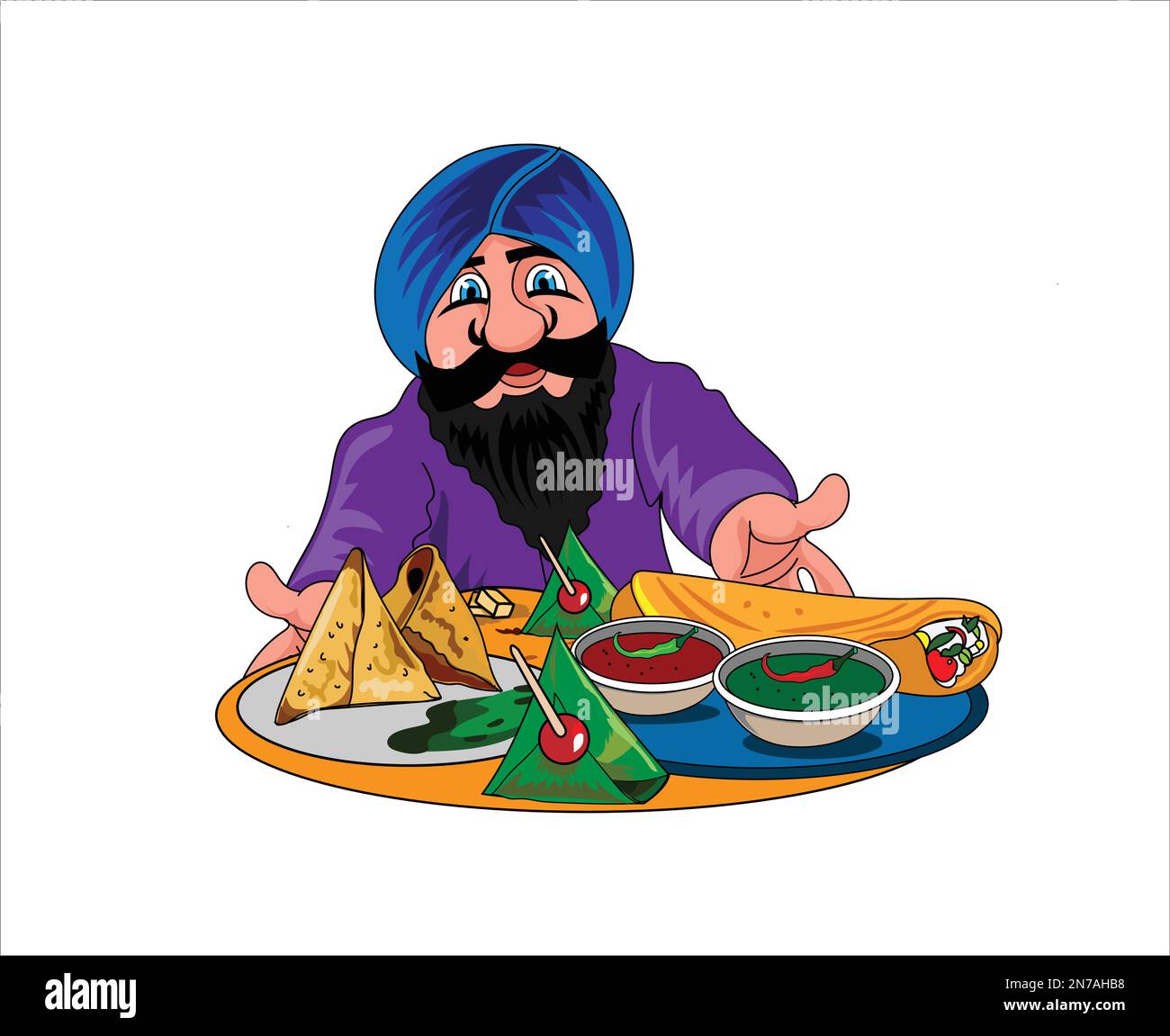 Sikh verkauft Street Food Vector Illustration Pro Vector Stock Vektor