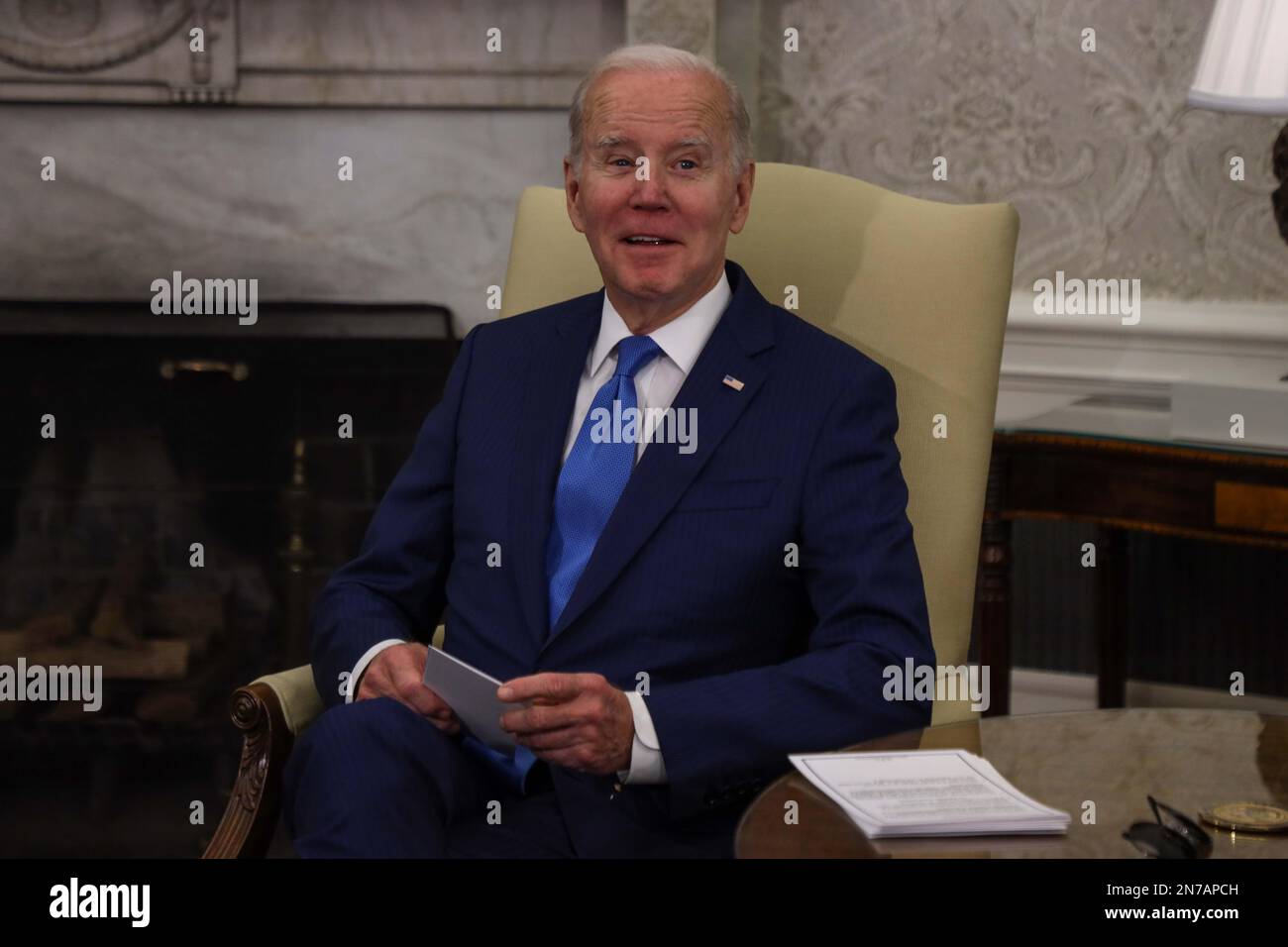 Washington, Usa. 10. Februar 2023. Joe Biden, Präsident der Vereinigten Staaten von Amerika, empfängt den brasilianischen Präsidenten Luiz Inácio Lula da Silva am Freitag 10 im Weißen Haus in Washington, der Hauptstadt der Vereinigten Staaten von Amerika. Kredit: Brasilien Photo Press/Alamy Live News Stockfoto