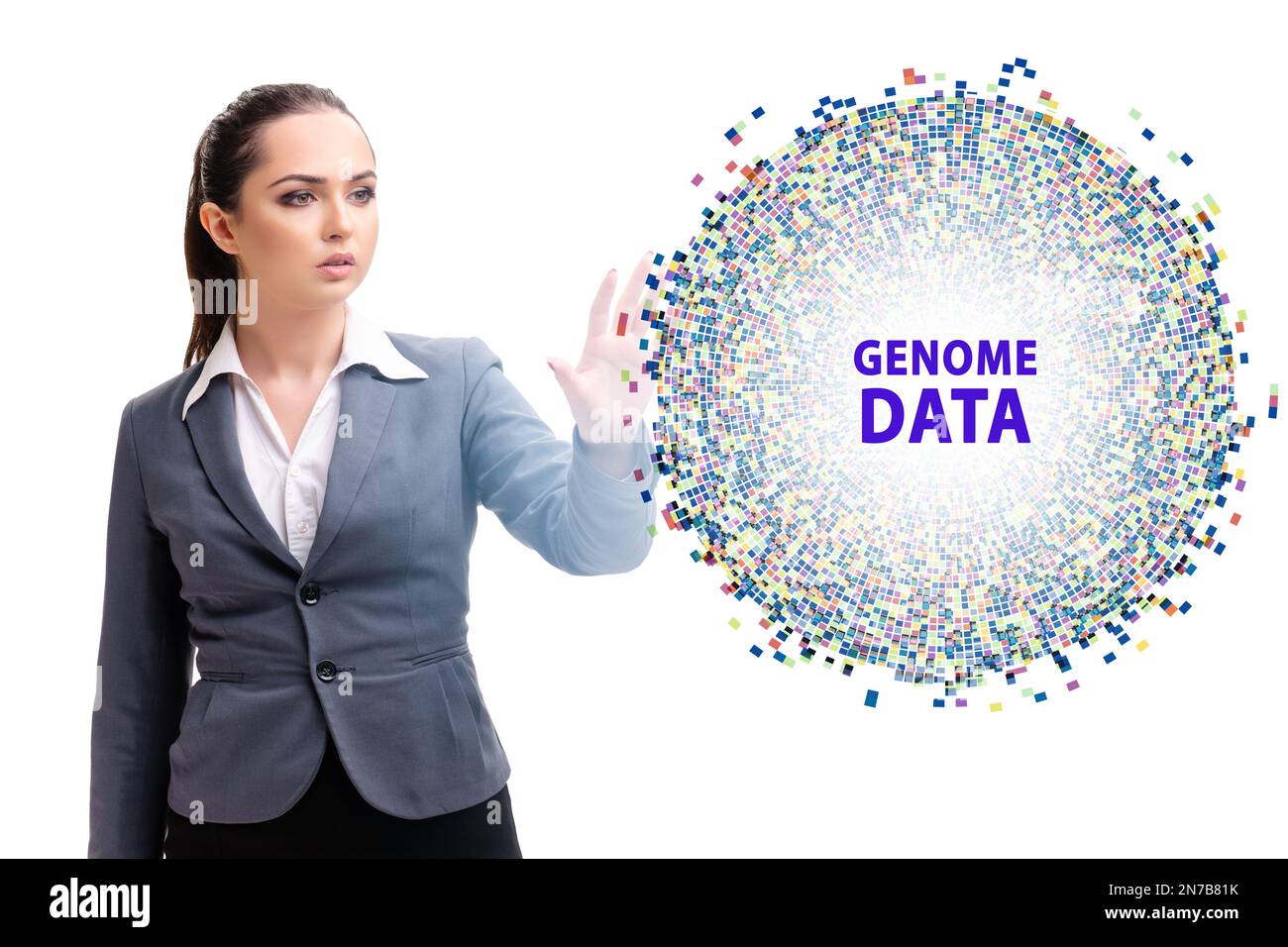 Geschäftsfrau im Genom-Datenkonzept Stockfoto