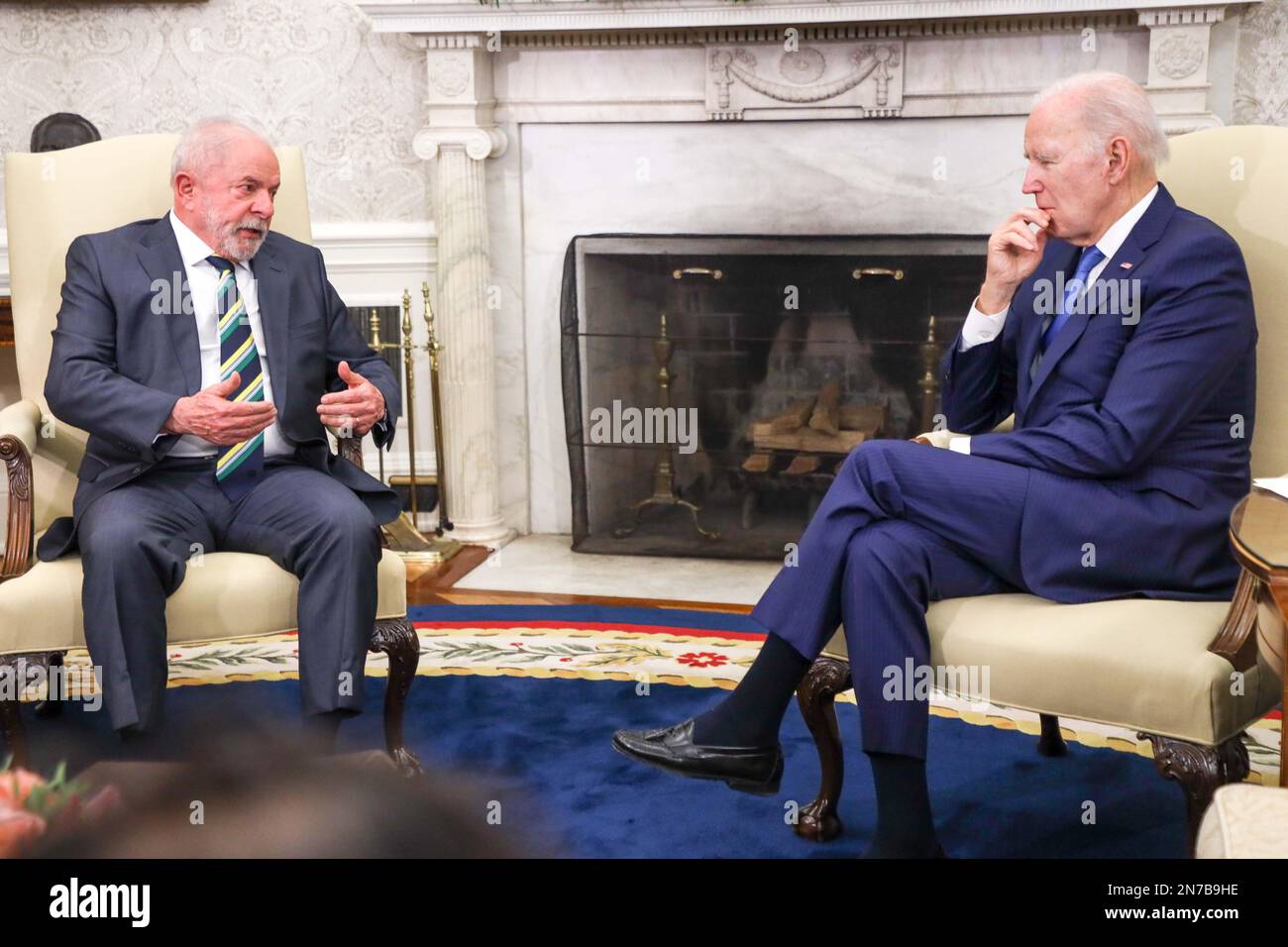 Washington DC, USA. 10. Februar 2023. Joe Biden, Präsident der Vereinigten Staaten von Amerika, empfängt den brasilianischen Präsidenten Luiz InÃ¡cio Lula da Silva am Freitag, den 10. (Kreditbild: © William Volcov/ZUMA Press Wire) NUR REDAKTIONELLE VERWENDUNG! Nicht für den kommerziellen GEBRAUCH! Kredit: ZUMA Press, Inc./Alamy Live News Stockfoto