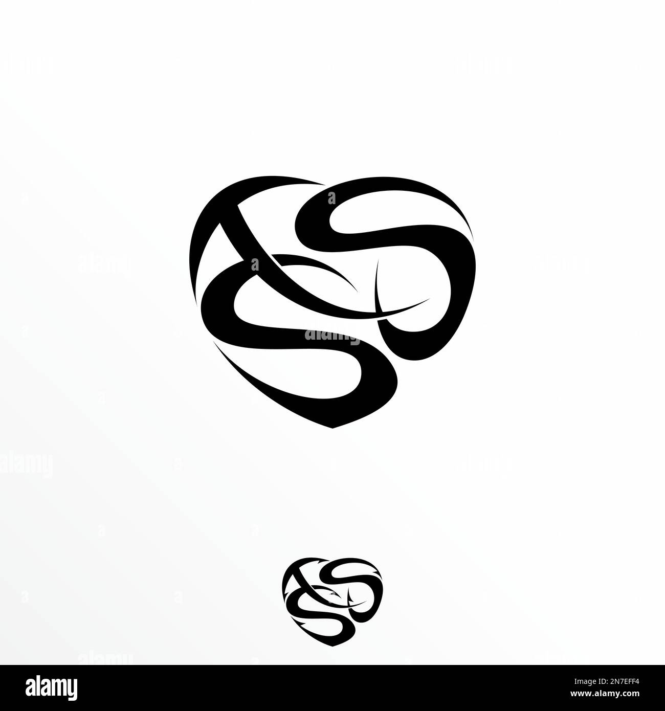 Buchstaben- oder Wortart TSS-Schriftart in Love-Strichgrafik Grafiksymbol Logo Design abstraktes Konzept Vektormaterial. Kann als Symbol in Bezug auf die Initialen verwendet werden. Stock Vektor