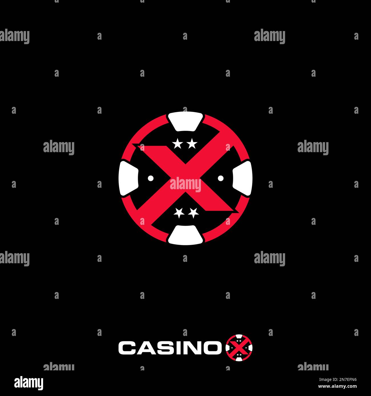 Buchstabe oder Wort X Schriftart mit Casino Münze oder Token Bild Grafiksymbol Logo Design abstraktes Konzept Vektorsymbol im Zusammenhang mit Glücksspiel oder Initialen. Stock Vektor