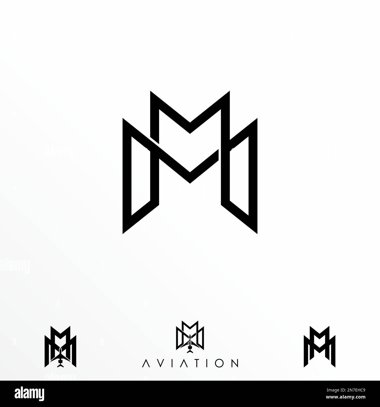 Buchstabe oder Wort MM verbundene Linien Bild Symbol Symbol Logo Design abstraktes Konzept Vektormaterial. Kann als Symbol in Bezug auf die Initialen verwendet werden. Stock Vektor