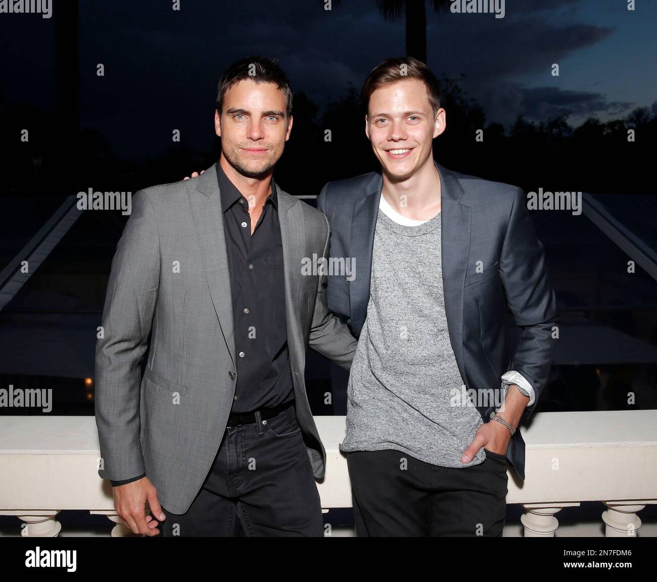 Colin Egglesfield and Bill Skarsgaard attend a benefit held by Mammoth Entertainment and LyonHeartLove Foundation to protect illegally poached African Rhino in Cannes, southern France, Friday, May 17, 2013. (Photo by Todd Williamson/Invision/AP) Stockfoto