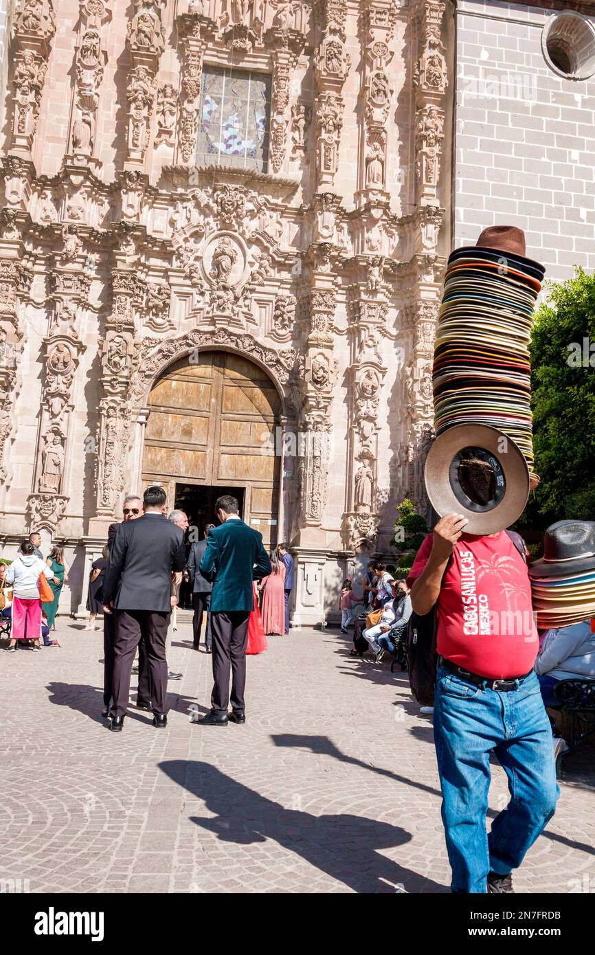 San Miguel de Allende Guanajuato Mexiko, historisches Zentrum Zona Centro, Kirche Templo Iglesia de San Francisco plaza Fassade Spanisch Baro Stockfoto