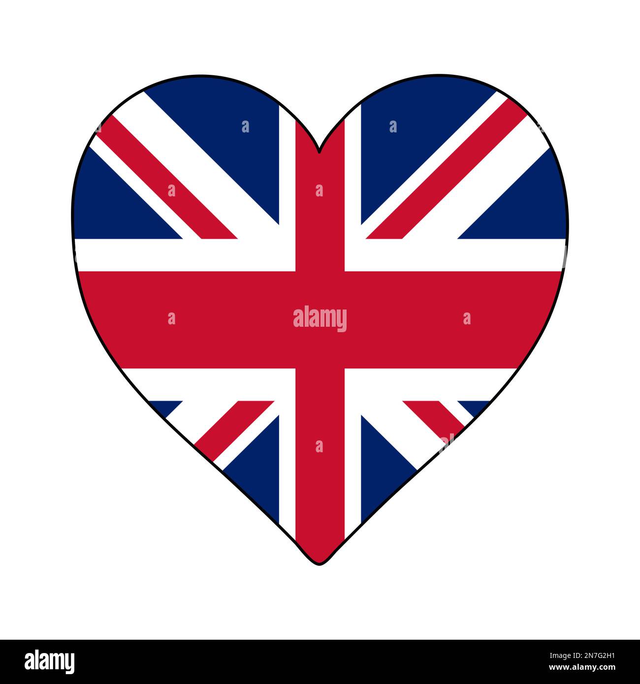 Britische Herzform-Flagge. Ich Liebe Großbritannien. Besuchen Sie Großbritannien. Nordeuropa. Europa. Europäische Union. Grafische Beschreibung Der Vektordarstellung Stock Vektor