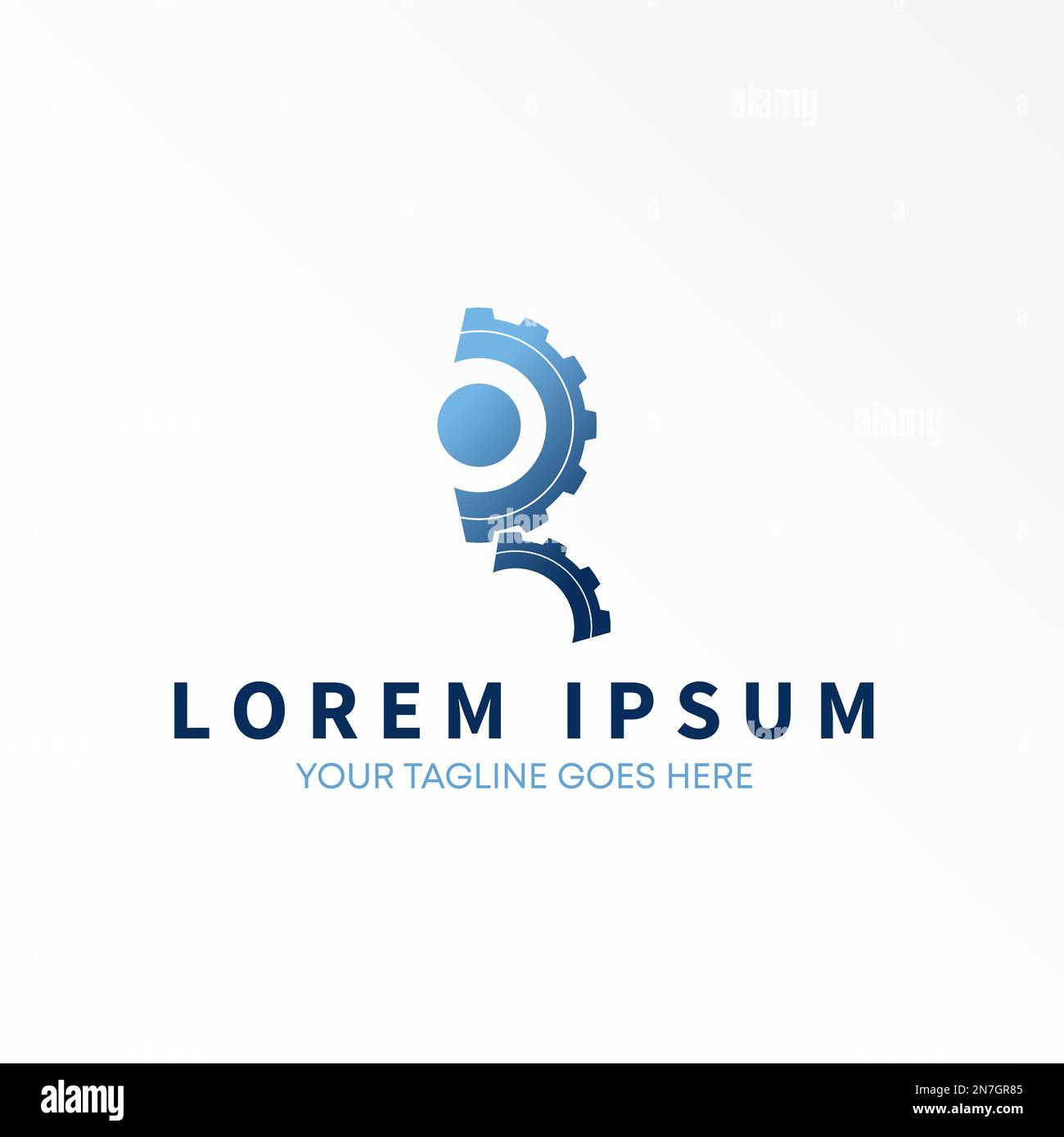 Doppelzahnrad wie Letter oder Word R Schriftart Grafik Symbol Logo Design abstraktes Konzept Vektormaterial. Symbol für Erstinspektion oder Mechanik. Stock Vektor