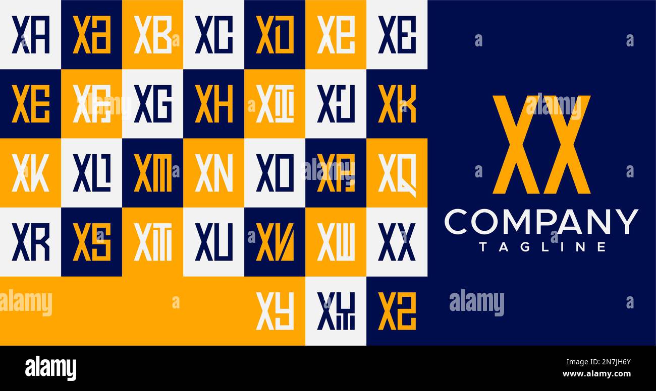 Schlichtes, quadratisches X-Logo-Design. Abstraktes Feld XX X Buchstabe Logo-Vektor. Stock Vektor