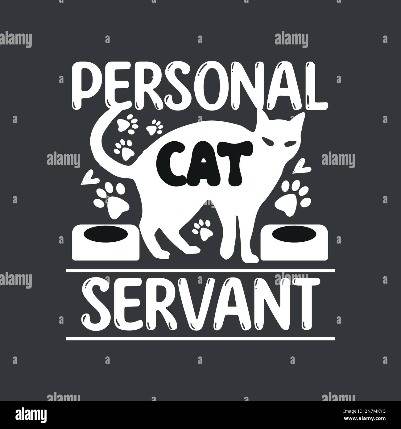 Lustige schwarze Katze Persönliches Katzendiener-T-Shirt-Design svg, lustige schwarze Katze, Katzendiener, katzenmutter, Kätzchen Stock Vektor