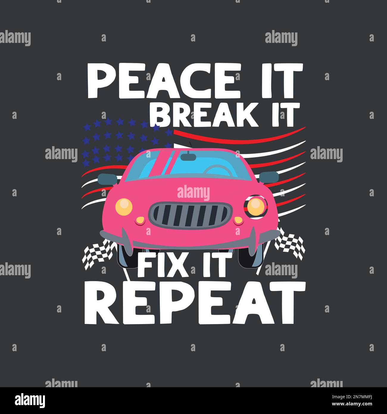 Peace it break it fix it Repeat Shirt Design svg Go Kart, Rennwagen, Go Kart Diver, T-Shirts, Prints, Poster, Aufkleber, Stock Vektor