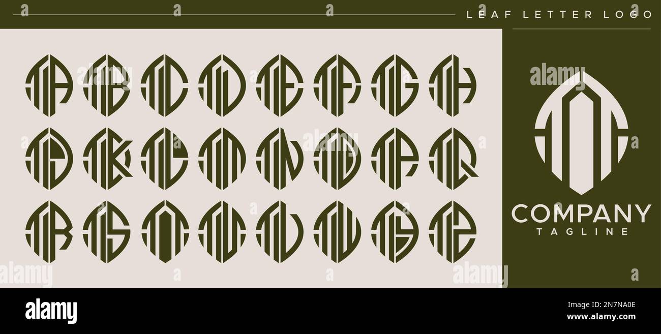 Modernes Design mit T-Logo und Blattdesign. Abstraktes Blatt TT T-Logo-Vektorset Stock Vektor