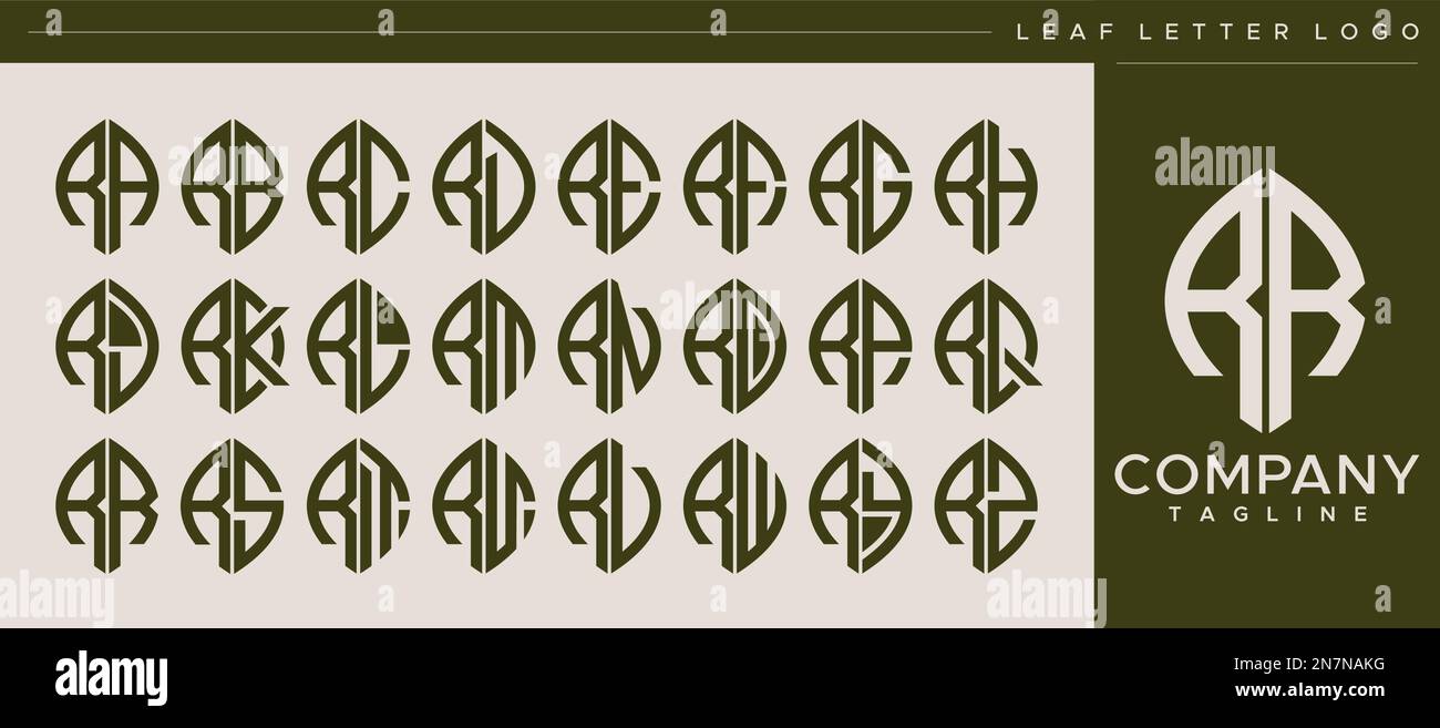 Modernes Design mit R-Logo und Blattdesign. Abstrakter Leaf-RR R-Logo-Vektorsatz Stock Vektor