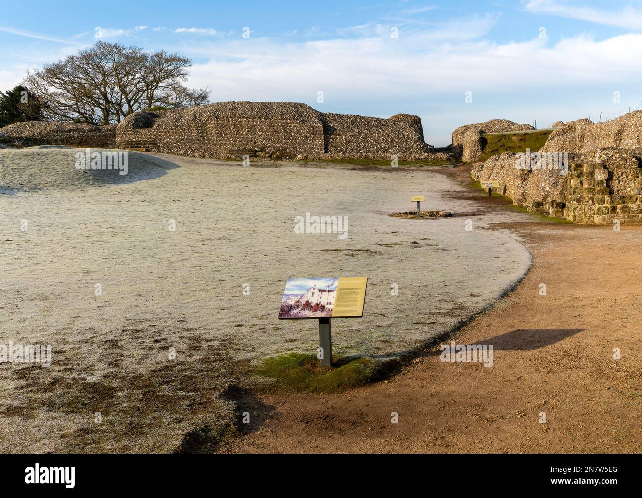 Old Sarum Castle, Salisbury, Wiltshire, England, Großbritannien Stockfoto