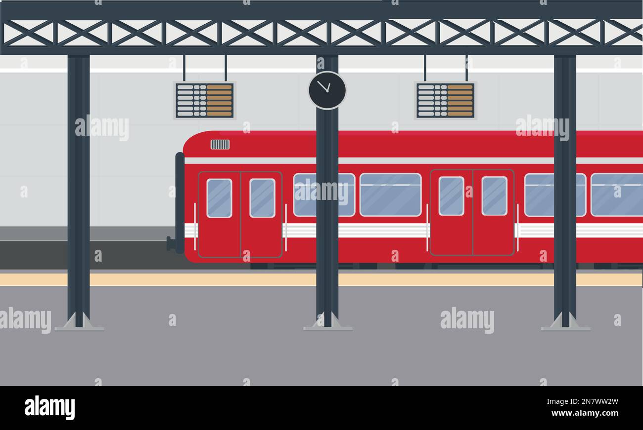 Eine U-Bahn-Personenbahn am Bahnhof Stock Vektor