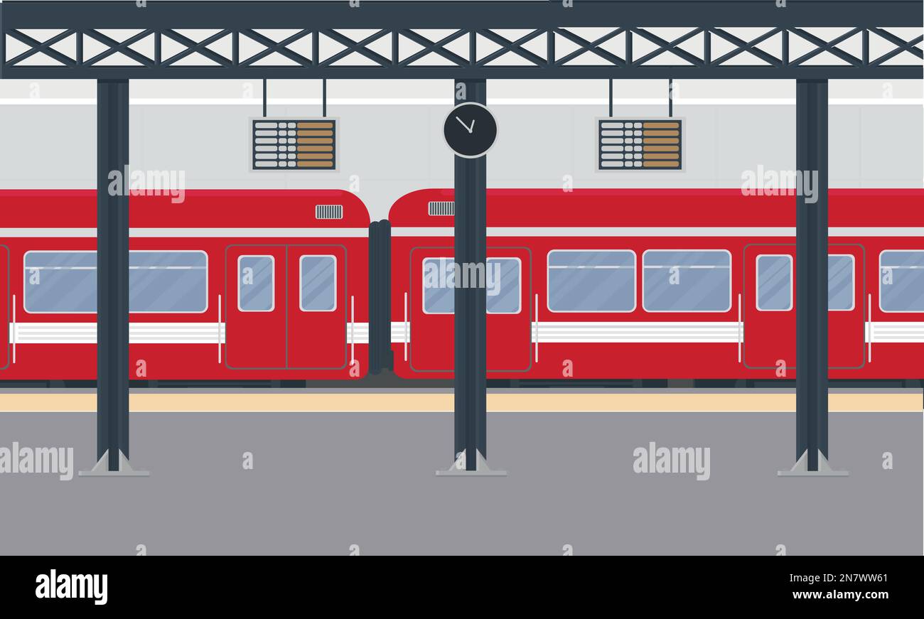Eine U-Bahn-Personenbahn am Bahnhof Stock Vektor