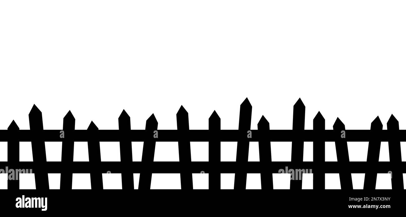 Cartoon-Balustrade mit horizontalem Zaun. Für Gras, Blumenrand. Vektorholz, Schutzbarriere. Zaun-Symbol oder -Schild. Schalttafel. Zaunpfahl oder f Stockfoto