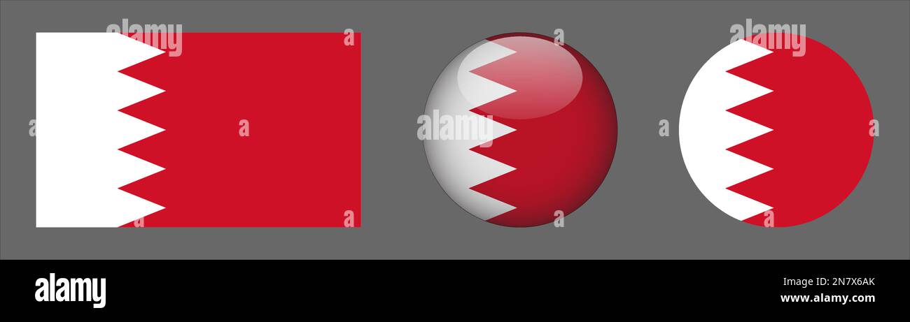 Bahrain Flag Set Collection Vektor Stock Vektor