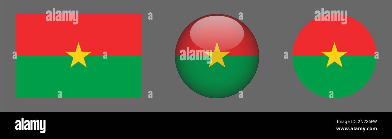 Burkina Faso Flag Set Kollektionsvektor Stock Vektor