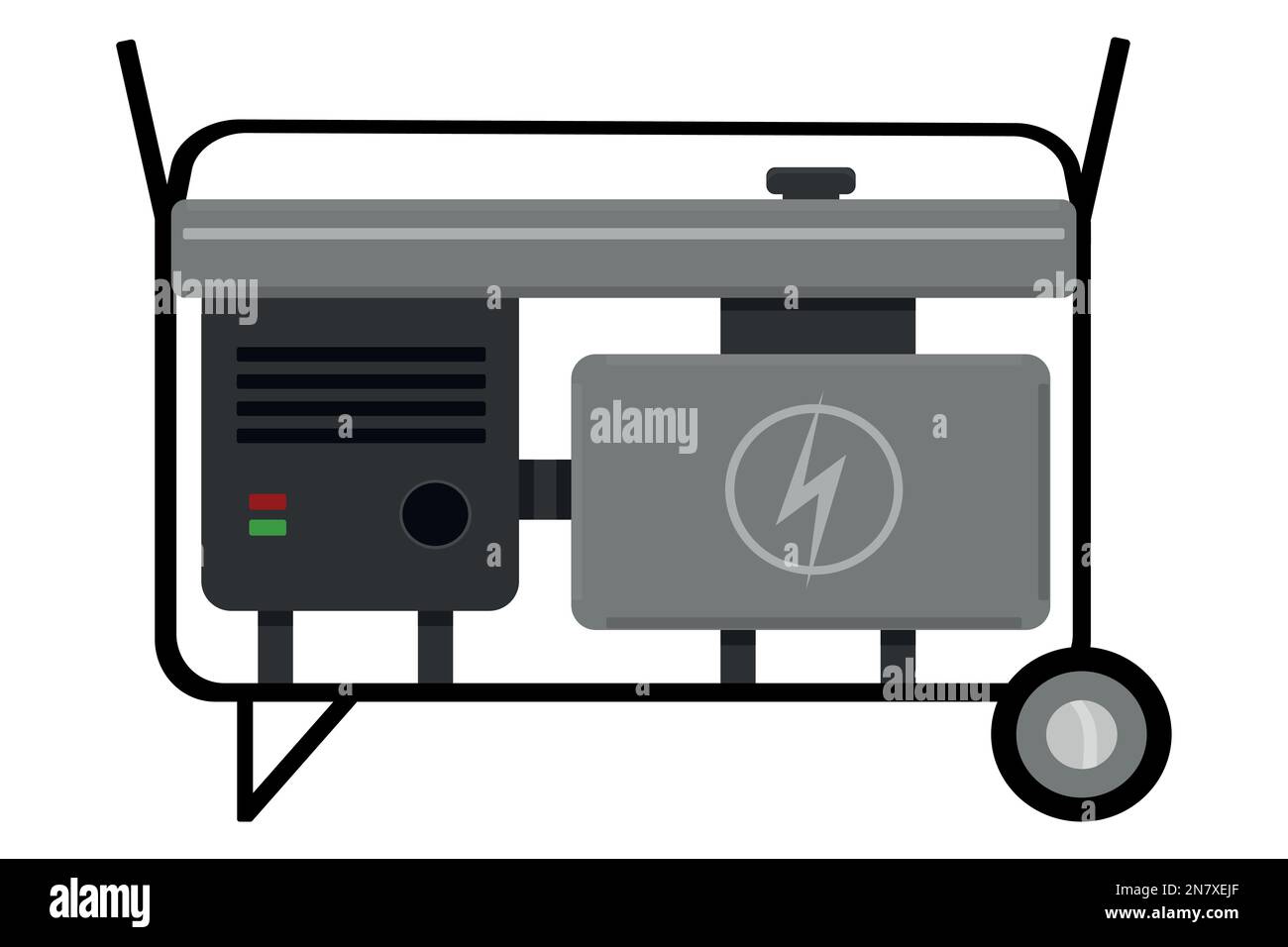 Elektrischer Generator auf Kraftstoff auf weißem Hintergrund, Vektordarstellung Stock Vektor