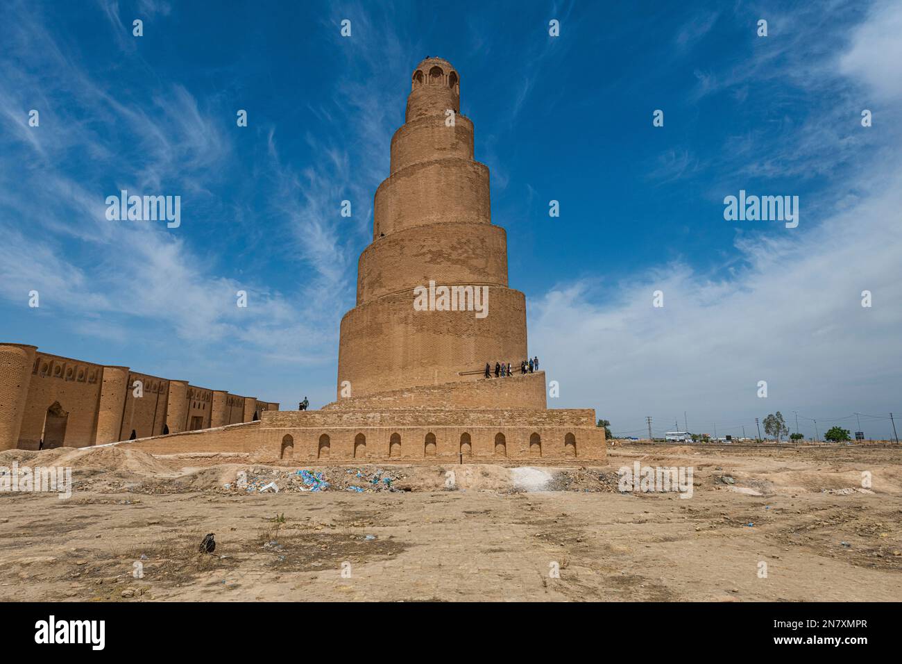 Spiralminarett der Großen Moschee von Samarra, UNESCO-Weltkulturerbe, Samarra, Irak Stockfoto