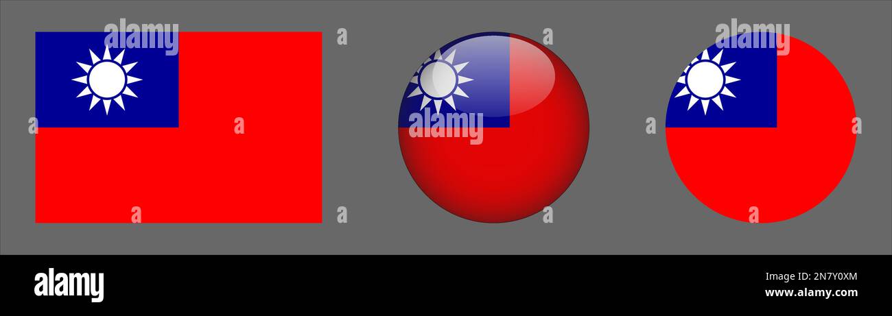 Taiwan Flag Set Collection Vector Stock Vektor