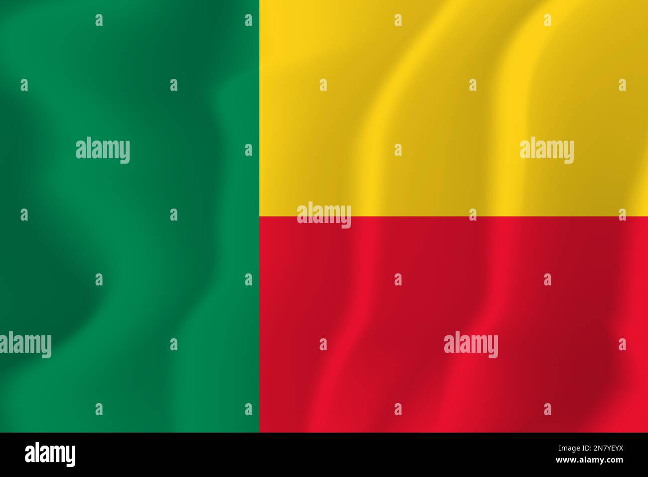 Benin Waved Flag Illustrationsvektor Stock Vektor