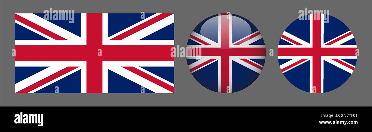 United Kingdom Flag Set Collection Vector (Vektor für Flag Set für Großbritannien) Stock Vektor
