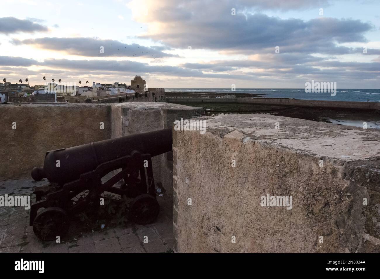 Blick von der Festung Mazagan in der Stadt El Jadida, Hafenstadt an der Atlantikküste Marokkos, 96 km südlich von Casablanca Stockfoto