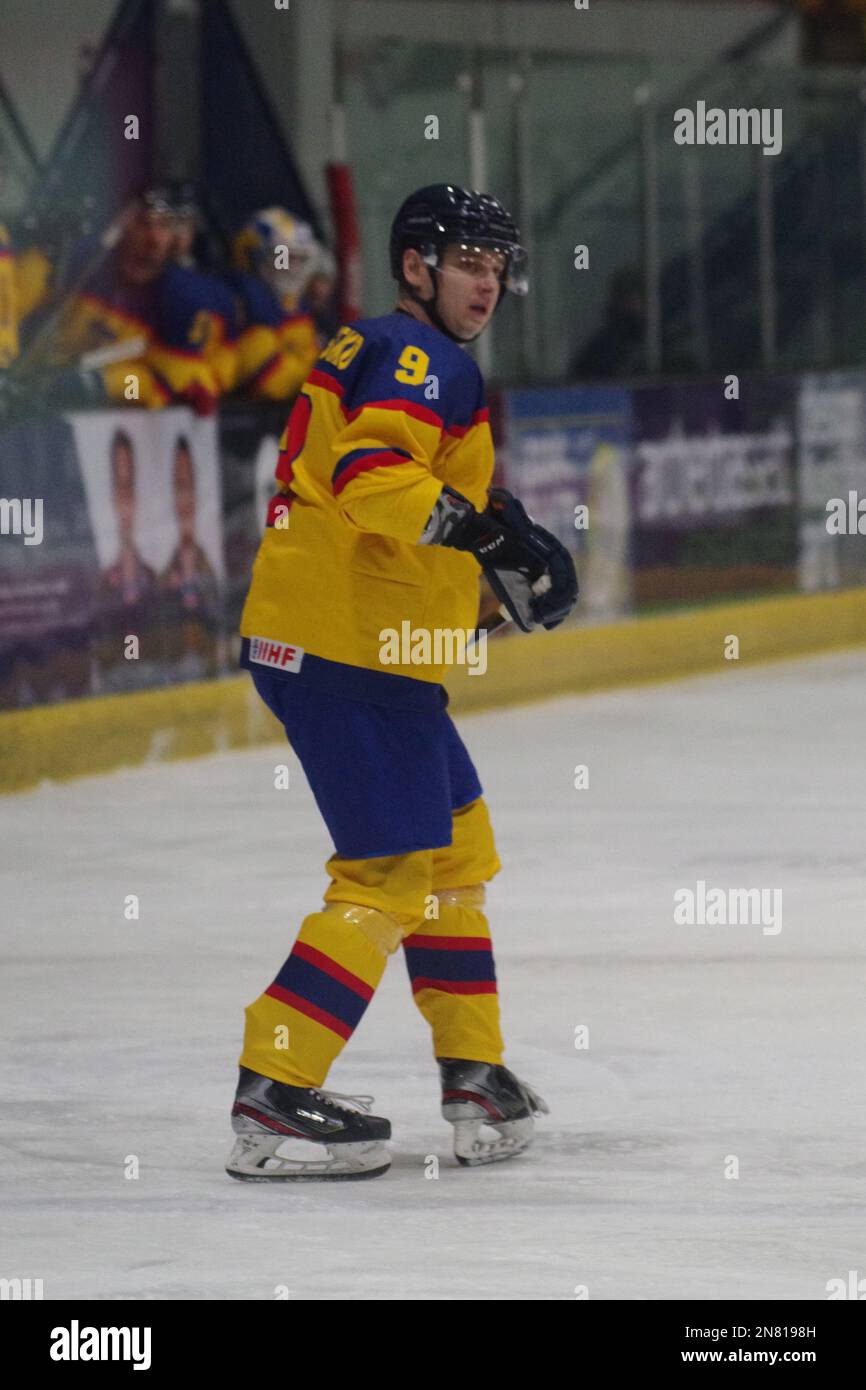 Coventry, England, 10. Februar 2023. Pavio Borysenko spielt bei der Euro Challenge 2023 in der Skydome Arena in Coventry für Rumänien gegen Polen. Kredit: Colin Edwards Stockfoto