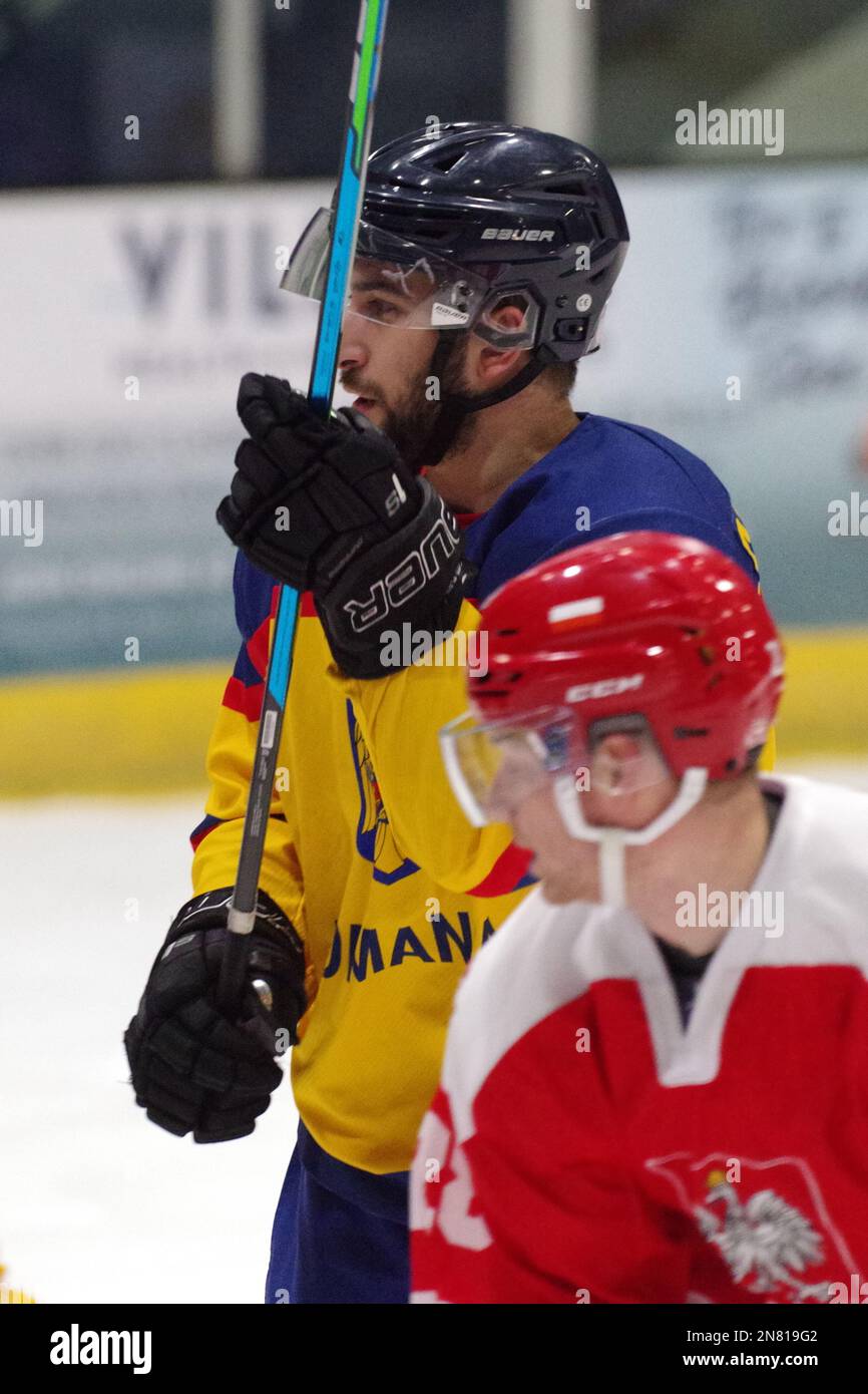 Coventry, England, 10. Februar 2023. Mircea Constantin spielt bei der Euro Challenge 2023 in der Skydome Arena in Coventry für Rumänien gegen Polen. Kredit: Colin Edwards Stockfoto