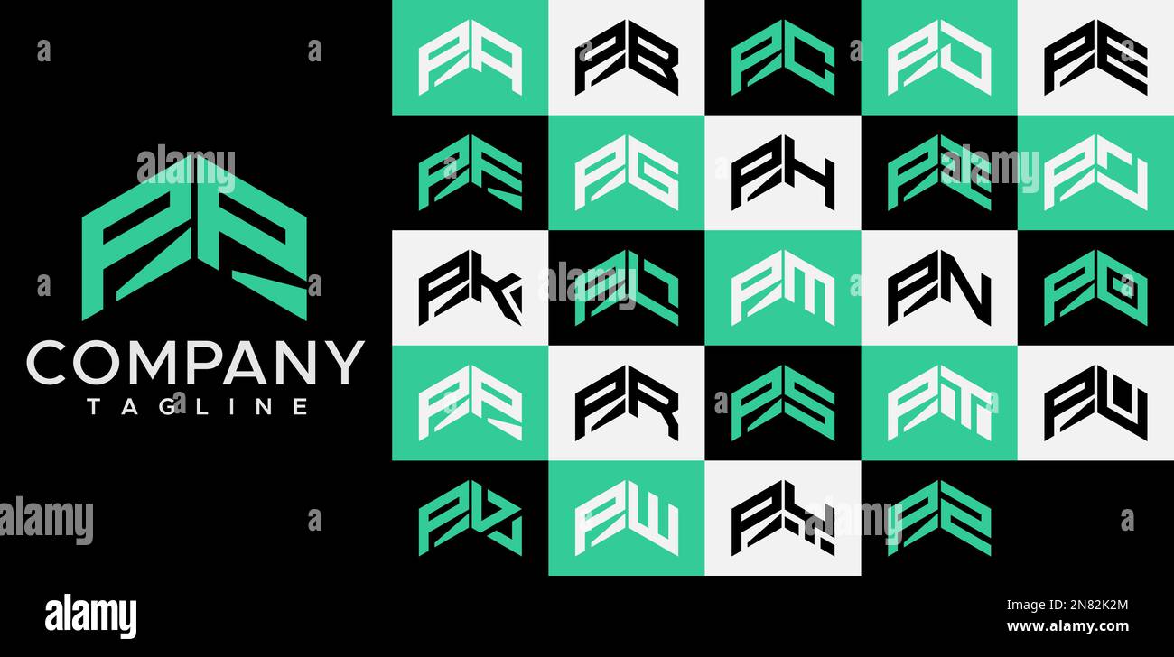 Aufwärtspfeil Buchstabe P Logo Design-Vorlagensatz. Abstraktes Logo mit PP-P-Buchstaben Stock Vektor