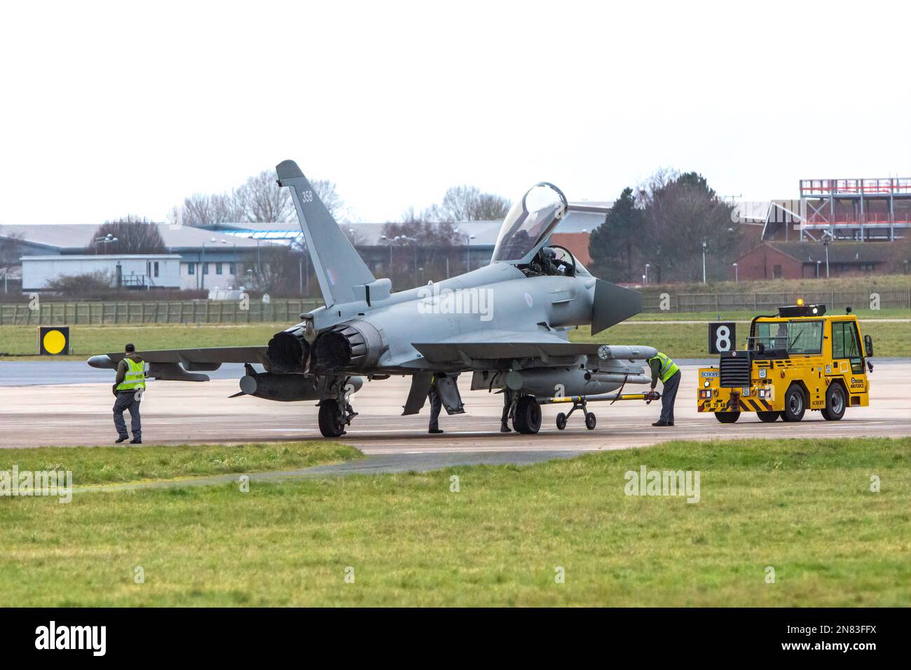 Euro Fighter Jet bei der RAF Coningsy Stockfoto