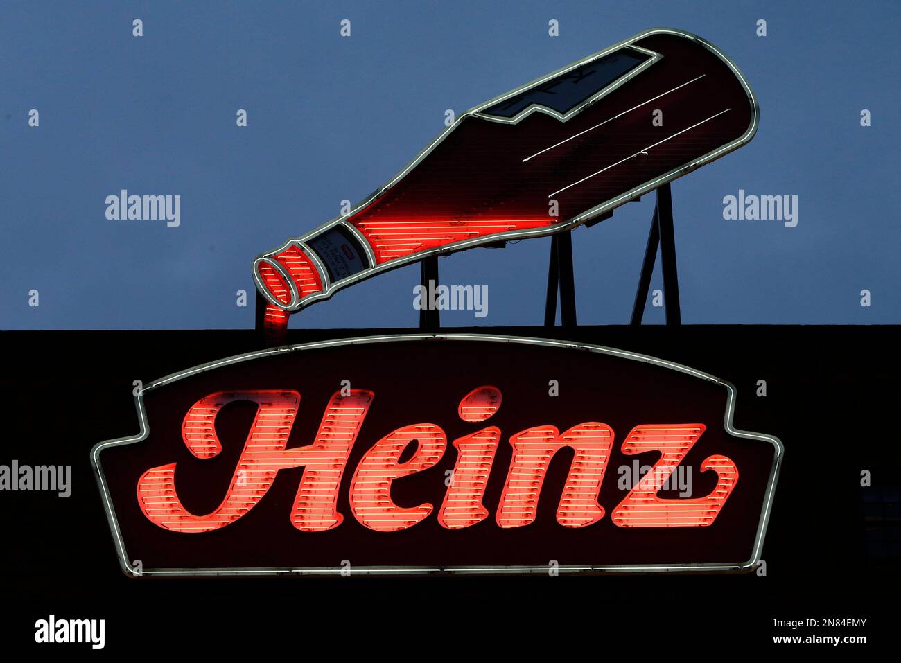 An animated neon Heinz Ketchup bottle that was once on the company's