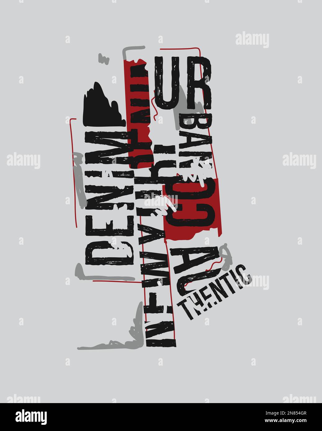 Denim Urban Authentic Typography Grunge Papier New York Vintage typografisches Posterdesign für T-Shirt-Motiv Stock Vektor