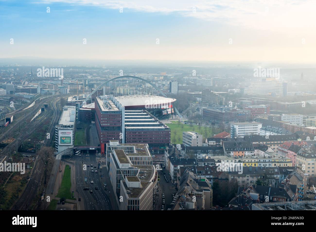LANXESS Arena Luftaufnahme - Köln, Deutschland Stockfoto