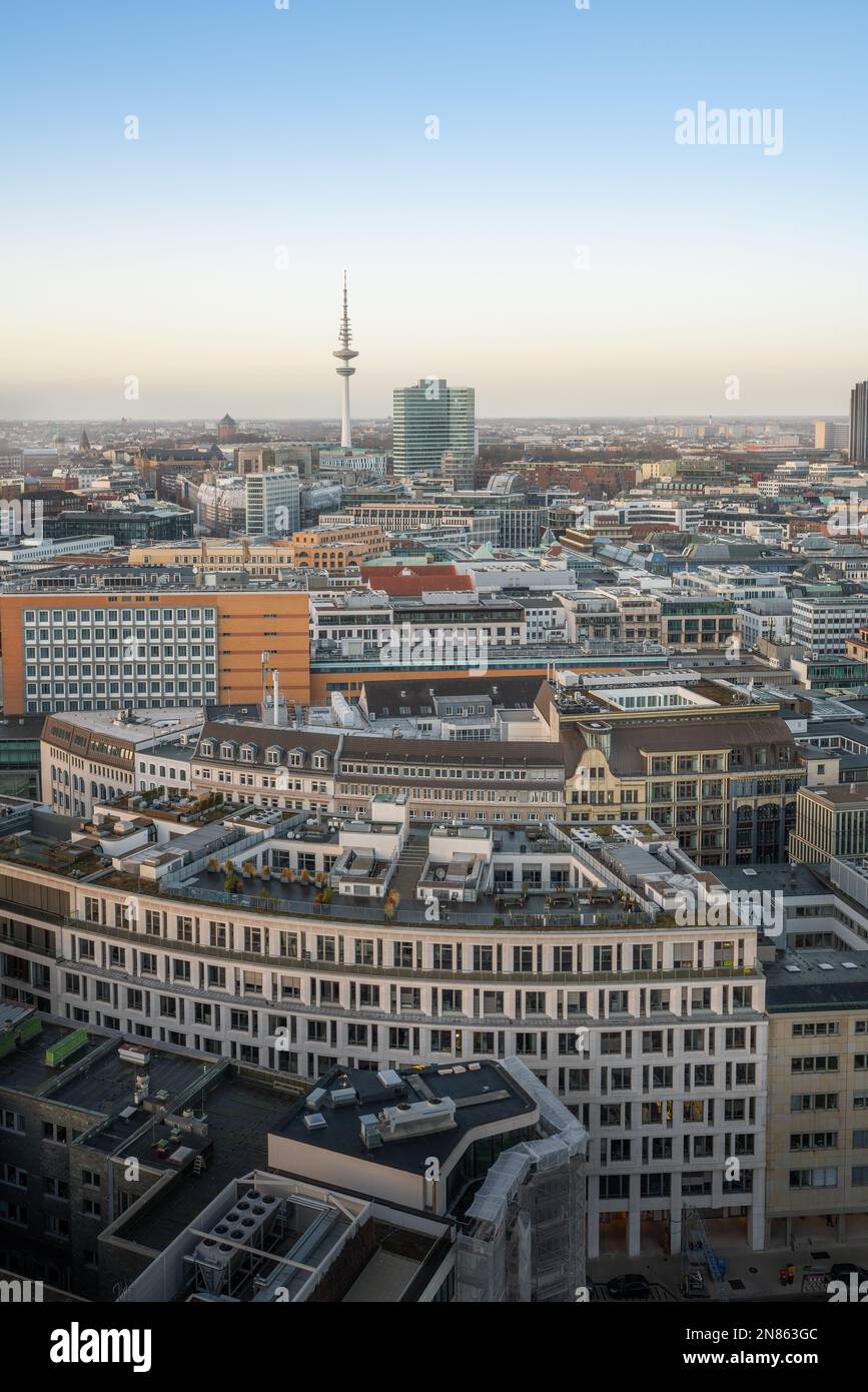 Hamburg aus der Vogelperspektive mit Heinrich-Hertz-Turm - Hamburg Stockfoto