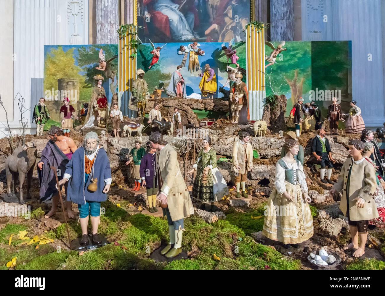 Das berühmte Kinderbett des Königs in der Kapelle von St. Umberto im Königspalast Venaria reale - Turin, Piemont Region, Norditalien - Europa. Stockfoto