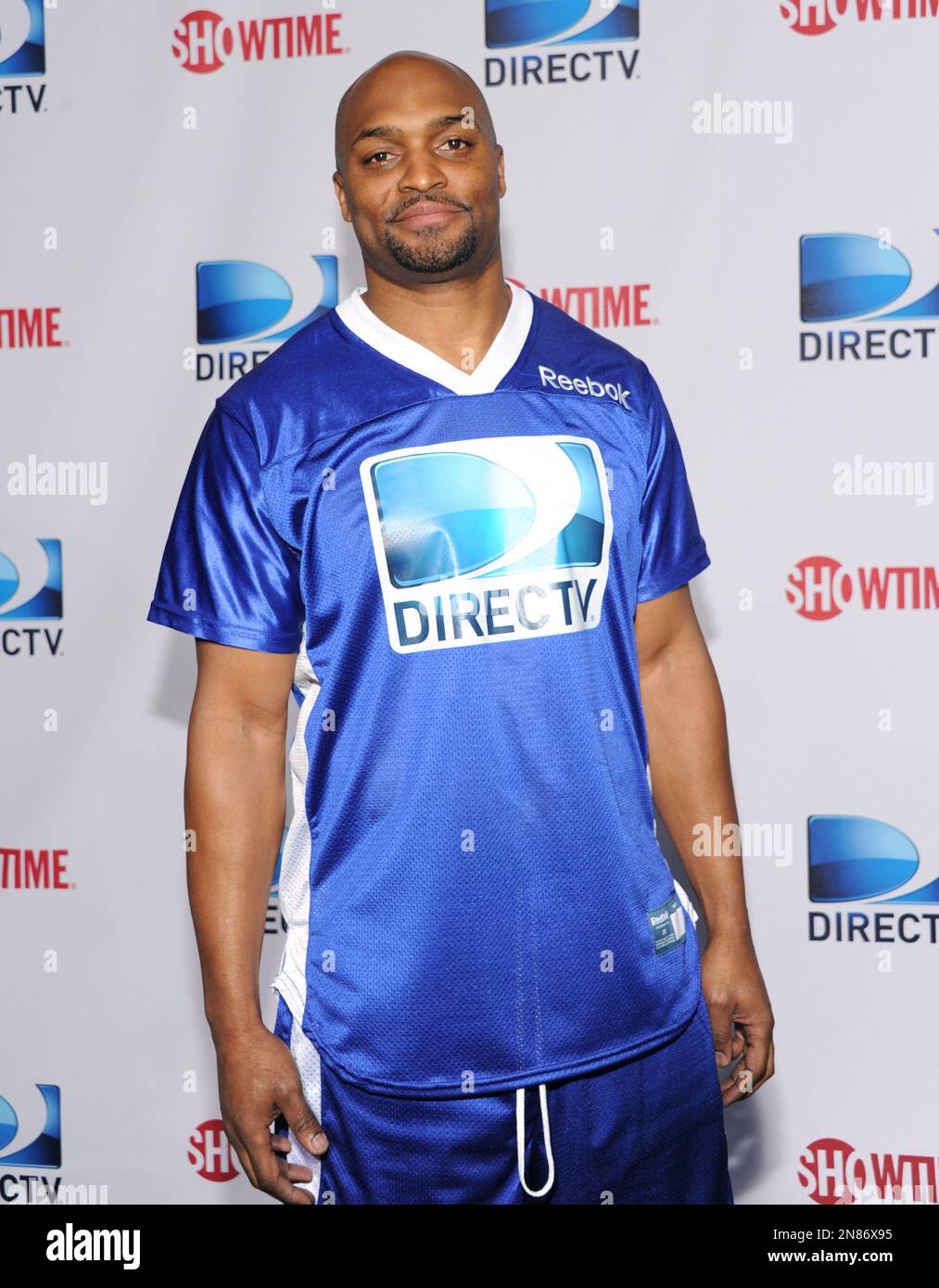 Amani Toomer arrives at DIRECTV's Seventh Annual Celebrity Beach Bowl, on Saturday, Feb. 2, 2013 in New Orleans. (Photo by Evan Agostini/Invision/AP) Stockfoto