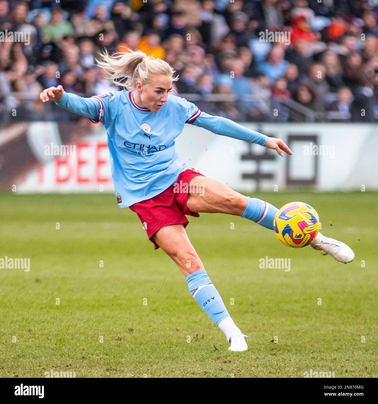 Alex Greenwood #5 von Manchester City in Aktion während des Barclays FA Women's Super League-Spiels zwischen Manchester City und Arsenal am Samstag, den 11. Februar 2023 im Academy Stadium in Manchester. (Foto: Mike Morese | MI News) Guthaben: MI News & Sport /Alamy Live News Stockfoto