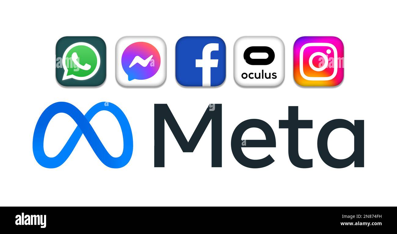 Produkte von Meta-Plattformen Stockfoto
