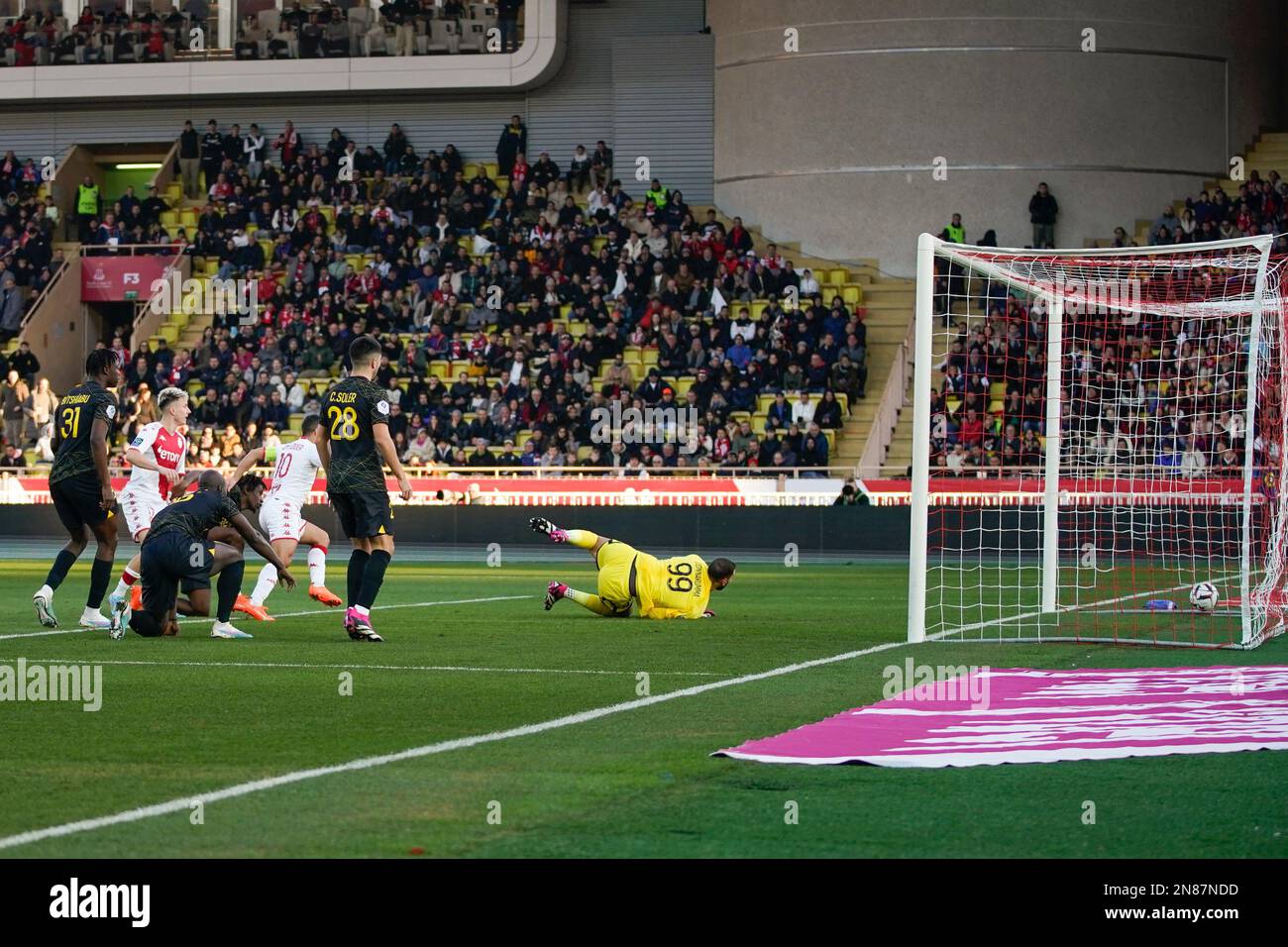 Monaco's Aleksandr Golovin scores his side's opening goal during a